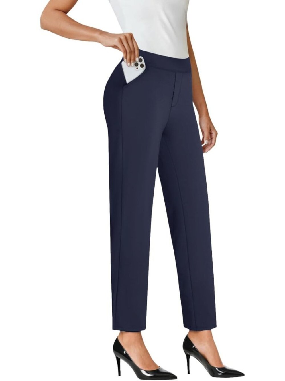 High Waist Ankle Dress Pants for Women | Work & Travel, Pockets, Comfortable Fit